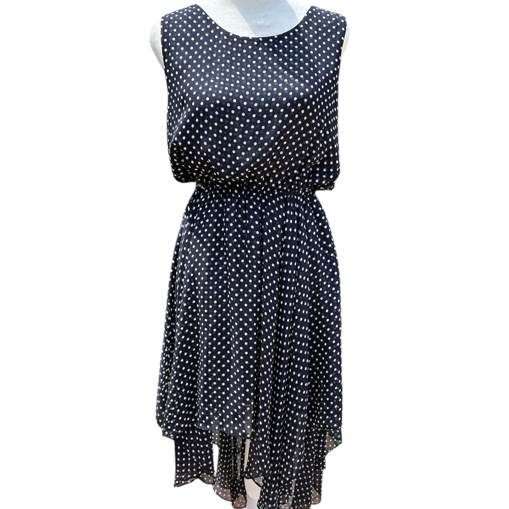 PinkyOtto Dress Polka Dot Dress Black White Assymetrical Hem Flouncy Small - Picture 2 of 13